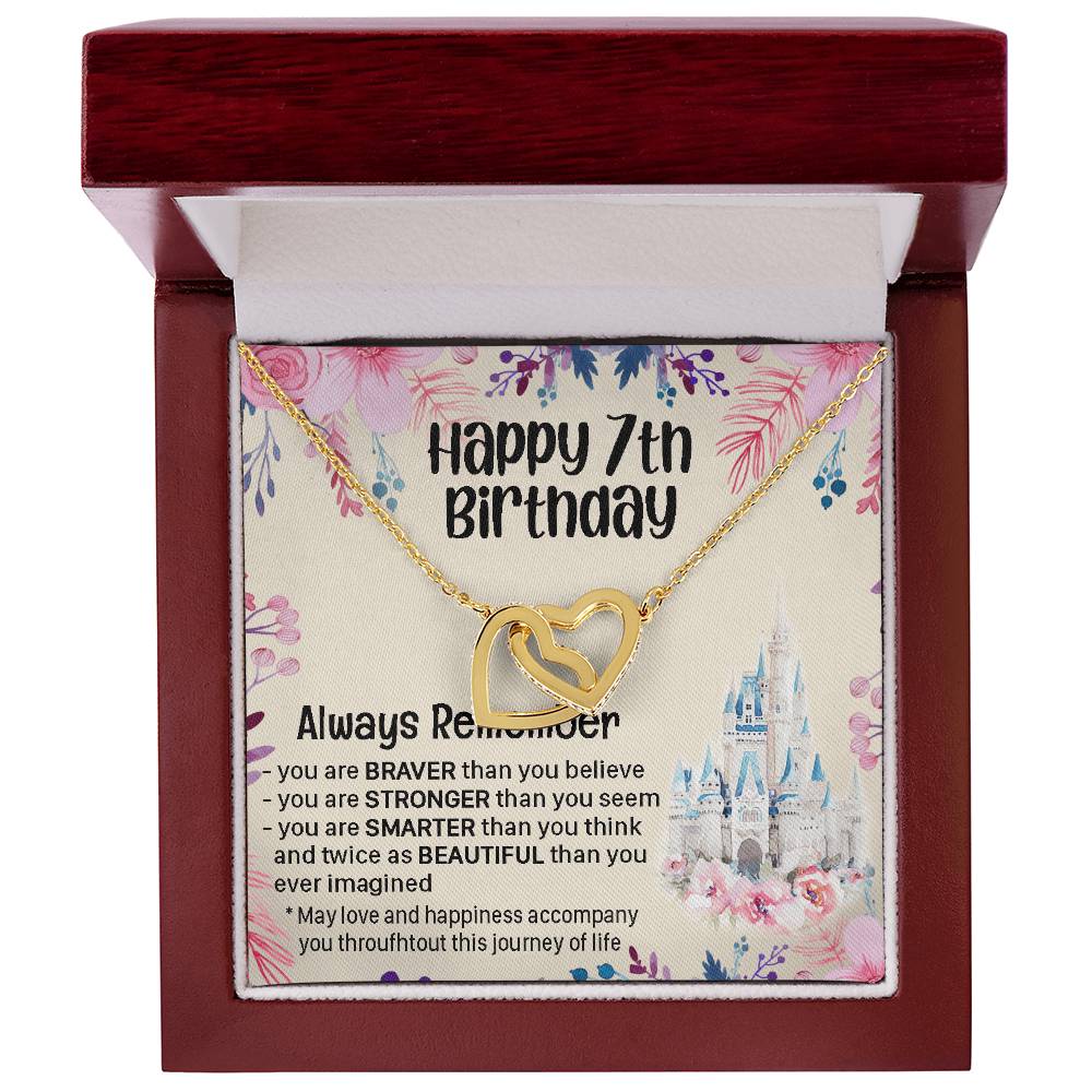 Happy 7Th Birthday Gift For Daughter Gift For 7 Years Old Birthday Teen Girl Daughter Necklace Gift Interlocking Hearts Necklace