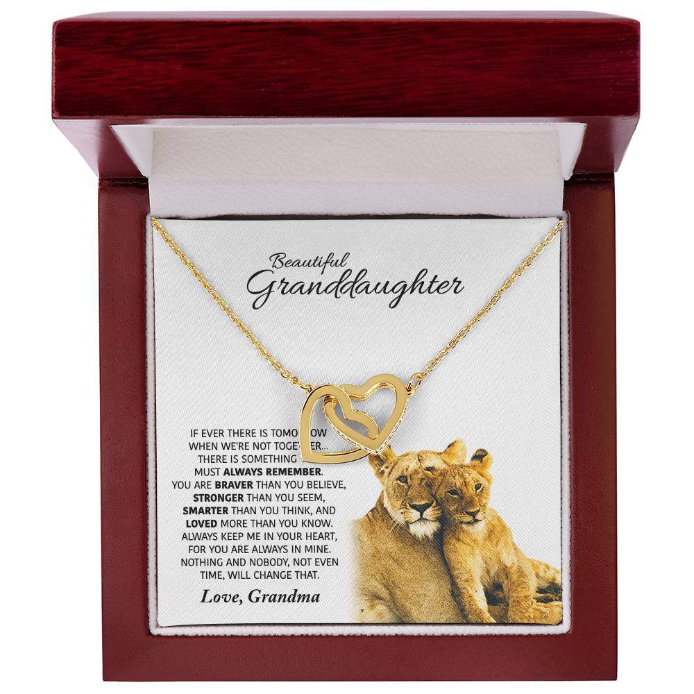 Love Gift For Granddaughters From Grandma - Interlocking Hearts Necklace