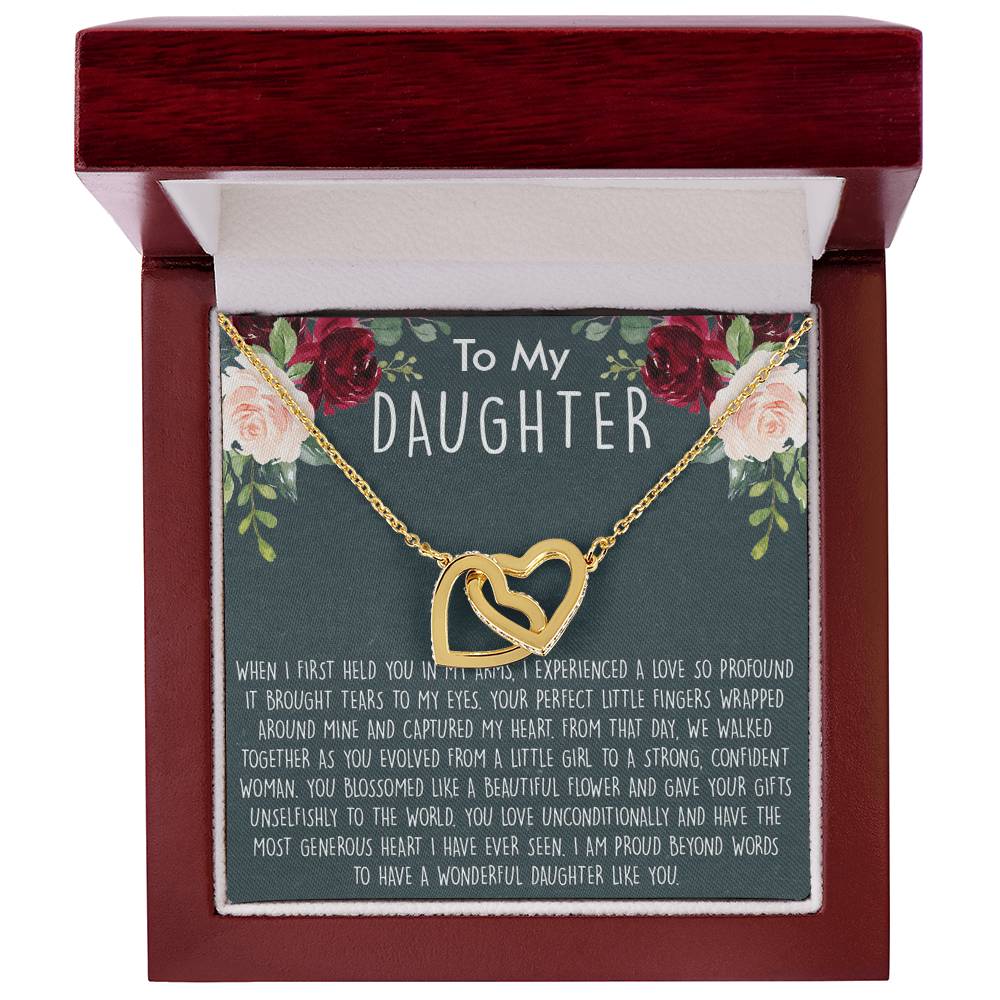 To My Daughter Necklace Gift For Daughter From Mom Sentimental Gift For Birthday Graduation Anniversary Interlocking Hearts Necklace