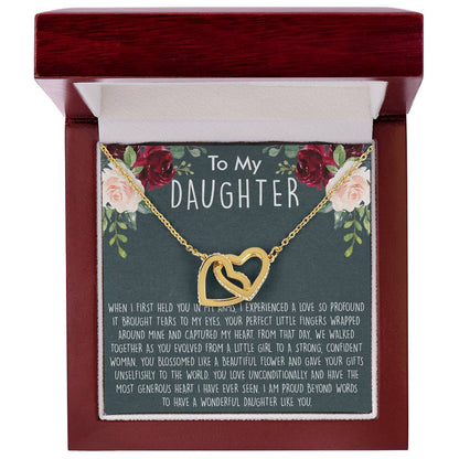 To My Daughter Necklace Gift For Daughter From Mom Sentimental Gift For Birthday Graduation Anniversary Interlocking Hearts Necklace