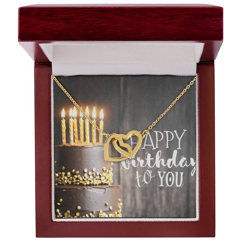 Happy Birthday Interlocking Hearts Necklace