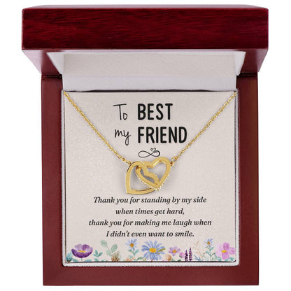 To My Best Friend-Thank You Interlocking Hearts Necklace