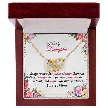 To My Daughter Joined Hearts Pendant Necklace Interlocking Hearts Necklace