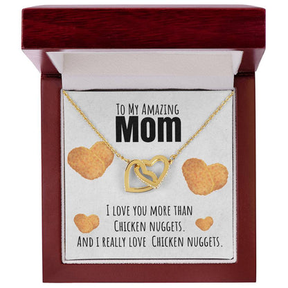 I Love You More Than Chicken Nuggets Interlocking Hearts Necklace