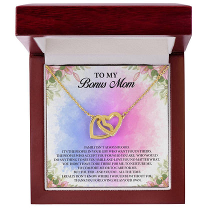 To My Bonus Mom Interlocking Hearts Necklace