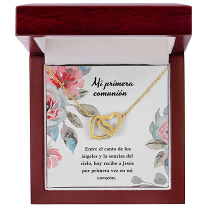 Mi Primera Comunión Entre El Canto De Los Ángeles Y La Sonrisa Del Cielo Interlocking Hearts Necklace