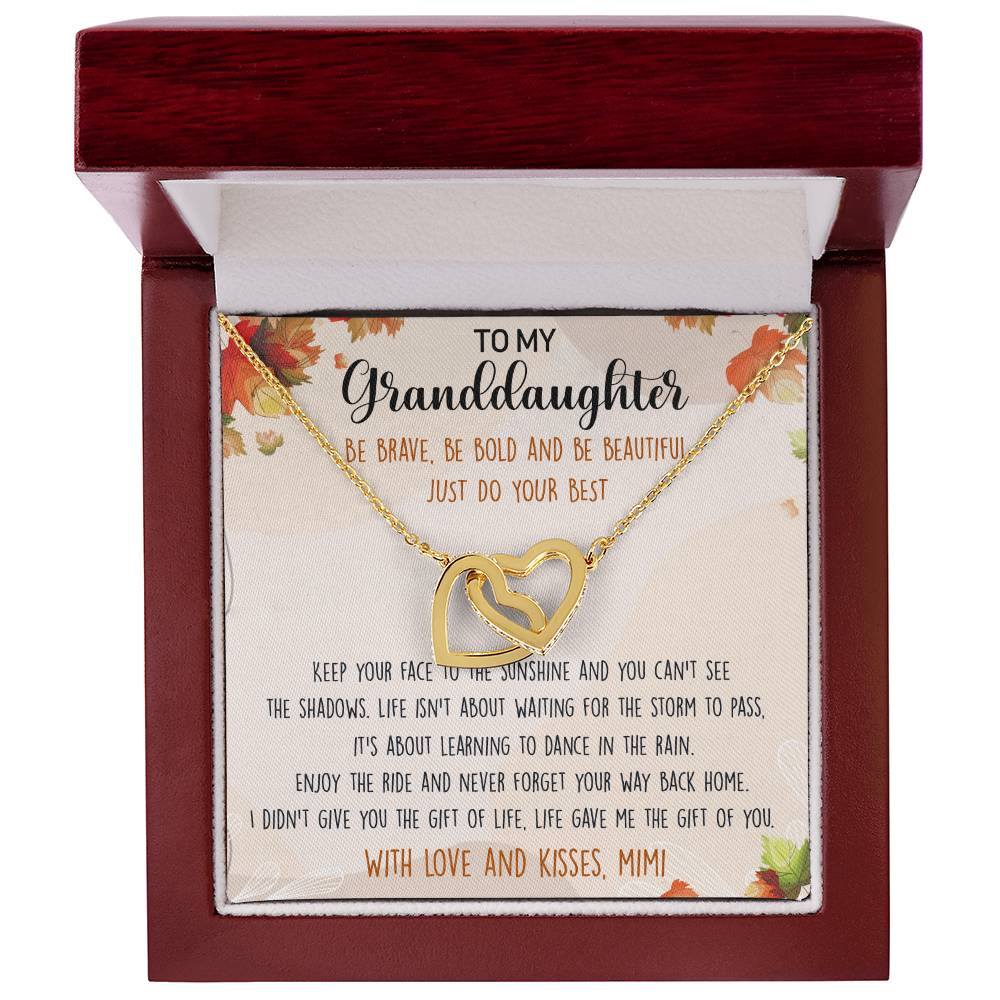 To My Granddaughter Interlocking Hearts Necklace Message Card