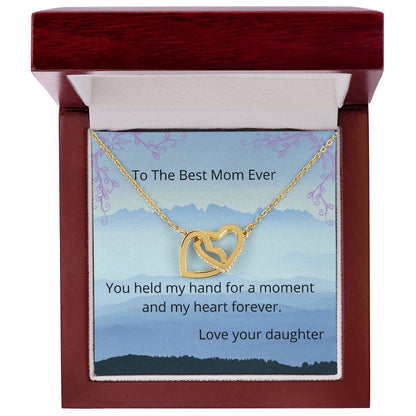 Best Mom Ever Two Hearts Necklace Interlocking Hearts Necklace