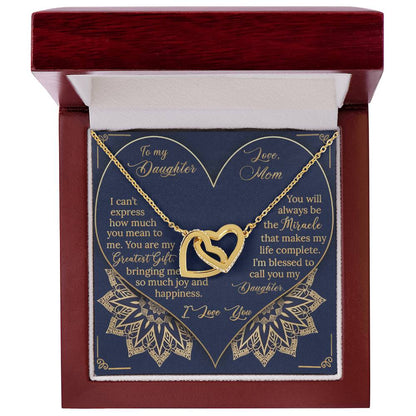 To My Daughter - Greatest Gift Miracle - Necklace Interlocking Hearts Necklace