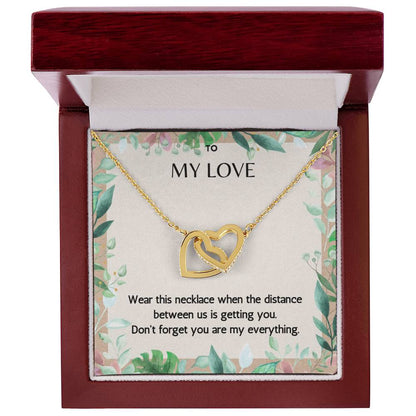 To My Love The Distance Between Us - Connected Hearts Necklace Interlocking Hearts Necklace