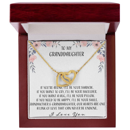 To My Granddaughter If You'Re Alone Ill Be Your Shadow Interlocking Hearts Necklace