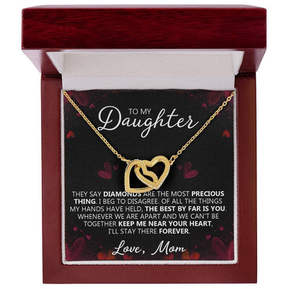 To My Daughter - My Precious - Unique Heart Binding Necklace Gift Set Interlocking Hearts Necklace