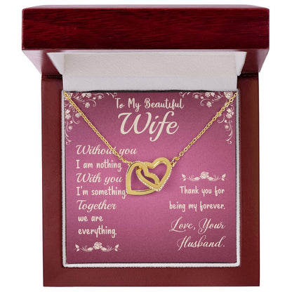 Interlocking Hearts Necklace - To My Beautiful Wife