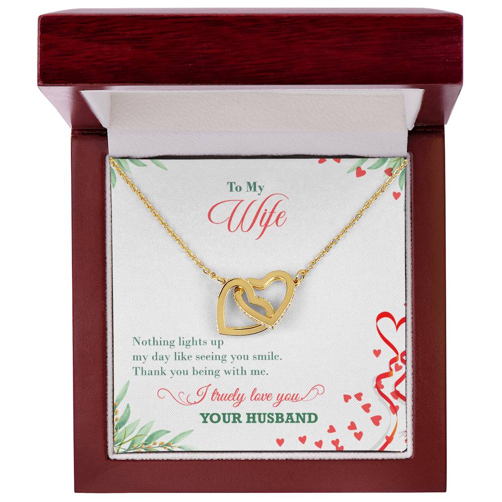 Love To My Wife - Interlocking Hearts Necklace With On Demand Message Card