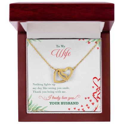 Love To My Wife - Interlocking Hearts Necklace With On Demand Message Card