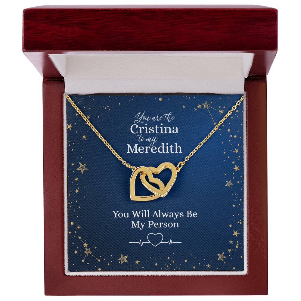 You Are The Christina To My Meredith Heart Necklace Interlocking Hearts Necklace