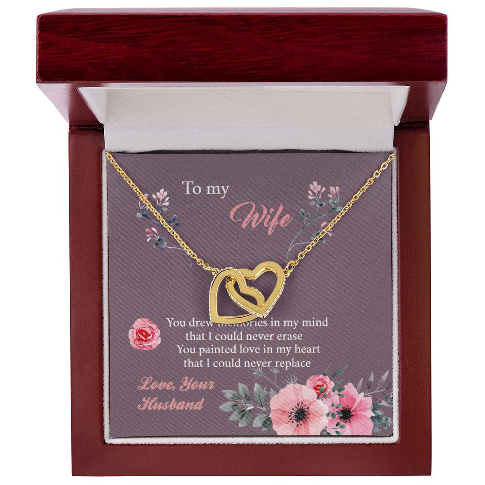 To My Wife - Memories Paint Heart - Necklace Interlocking Hearts Necklace