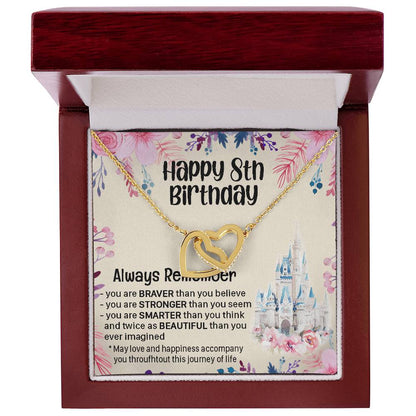 Happy 8Th Birthday Gift For Daughter Gift For 8 Years Old Birthday Teen Girl Daughter Necklace Gift Interlocking Hearts Necklace