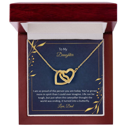 To My Daughter - I Am So Proud Of The Person You Are Today - Interlocking Hearts Necklace