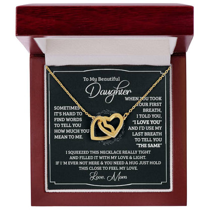 To My Beautiful Daughter - Interlocking Heart Necklace Interlocking Hearts Necklace