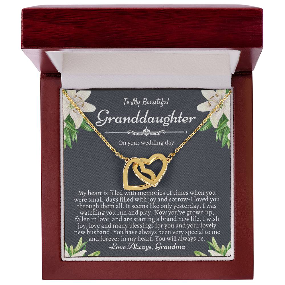 To My Granddaughter On Her Wedding Day Bride Gift From Grandma Granddaughter Wedding Necklace Heartfelt Gift From Nana Nanny Bride Gift Interlocking Hearts Necklace