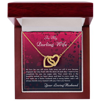 Gift For Wife My Love For You Will Never Fade Interlocking Hearts Necklace