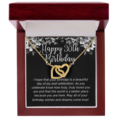 Happy Birthday 30 Year Old 1 Interlocking Hearts Necklace