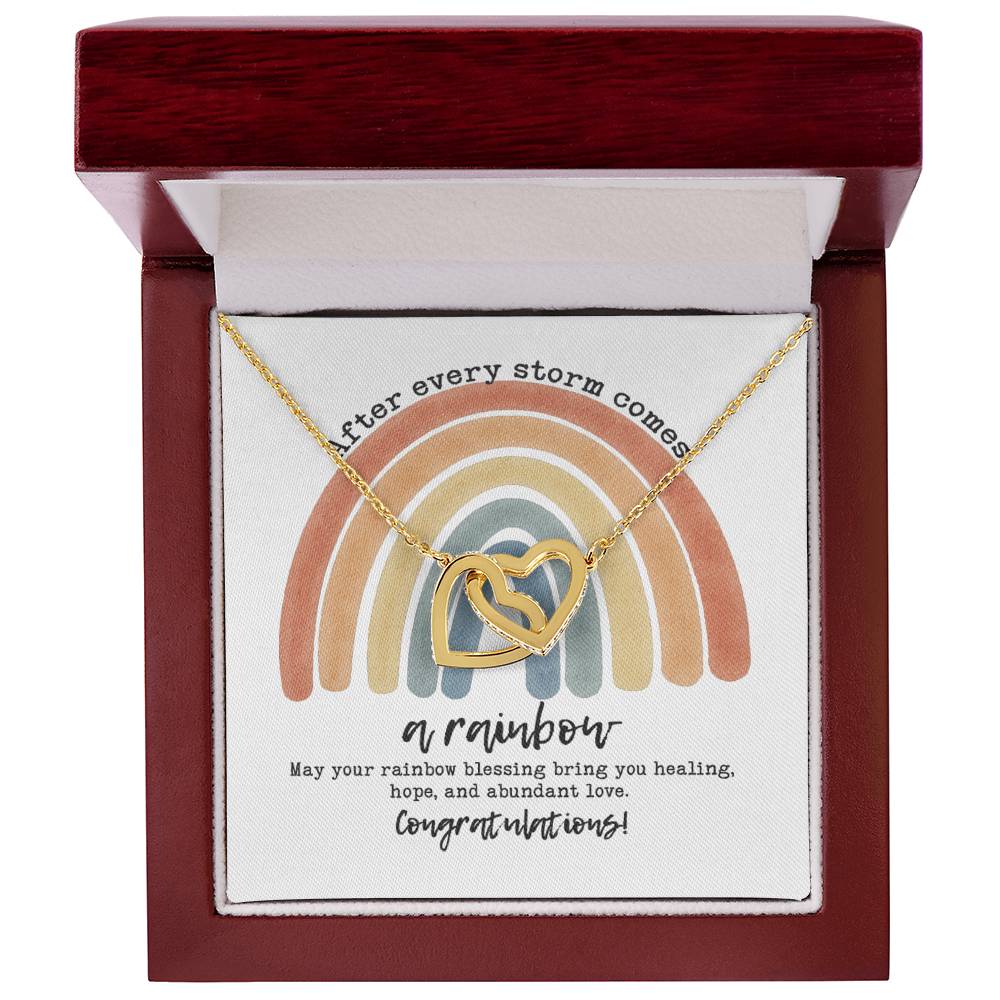 After Every Storm Comes A Rainbow Necklace Interlocking Hearts Necklace