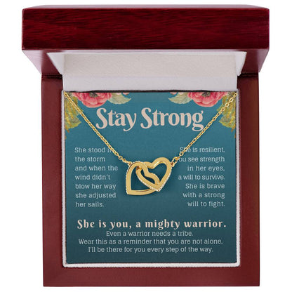 Stay Strong Recovery Gift Necklace Interlocking Hearts Necklace