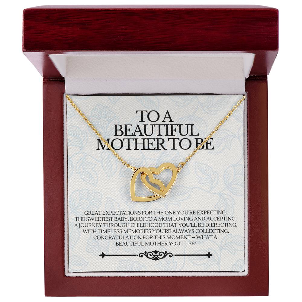 To A Beautiful Mother To Be - Premium Love Necklace - Ge01 Interlocking Hearts Necklace