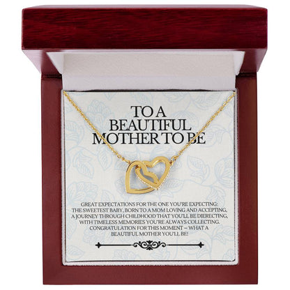 To A Beautiful Mother To Be - Premium Love Necklace - Ge01 Interlocking Hearts Necklace