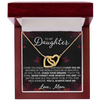 To My Daughter - I Love You - Unique Heart Bonding Necklace Gift Set Interlocking Hearts Necklace