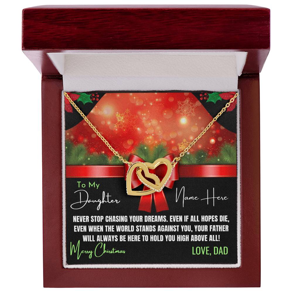 Artistic Christmas Necklace For Daughter Personalized Interlocking Hearts Necklace