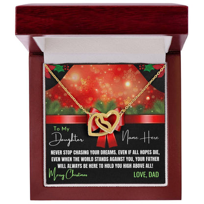 Artistic Christmas Necklace For Daughter Personalized Interlocking Hearts Necklace