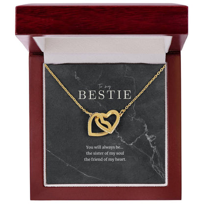 To My Bestie Interlocked Heart Necklace Interlocking Hearts Necklace