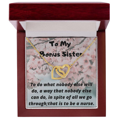 To My Nurse Sister Interlocking Hearts Necklace