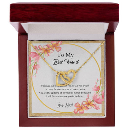 To My Best Friend Interlocking Hearts Necklace