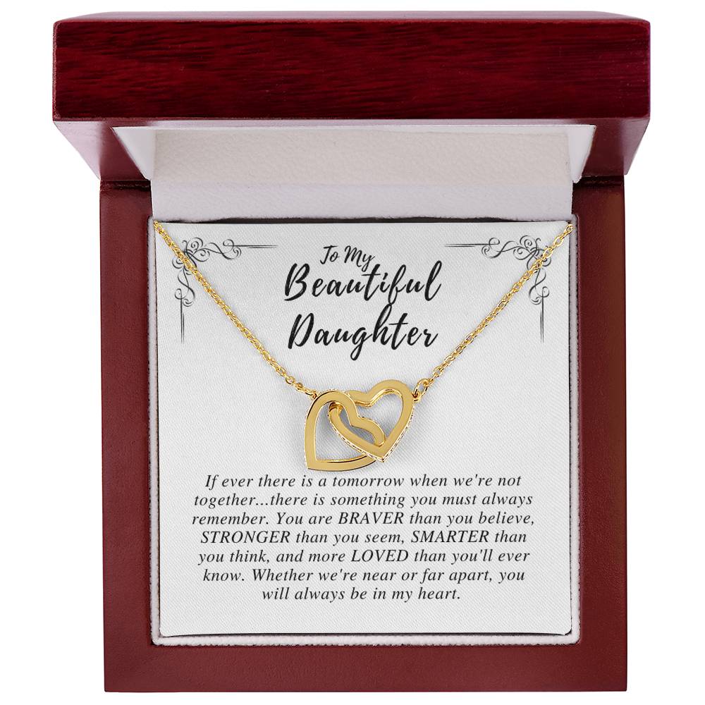 To My Beautiful Daughter - Interlocking Heart Necklace Interlocking Hearts Necklace