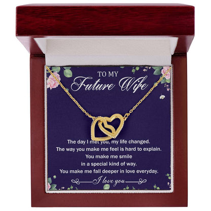 To My Future Wife Interlocking Hearts Necklace Message Card