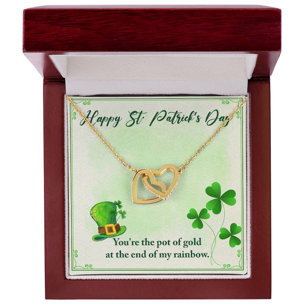 Happy St Patrick'S Day - You'Re The Pot Of Gold At The End Of My Rainbow -Necklace Interlocking Hearts Necklace
