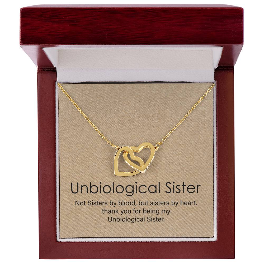Unbiological Sister Gift Best Friend Necklace Big Little Sorority Soul Sister Bridesmaid Gift Interlocking Hearts Necklace
