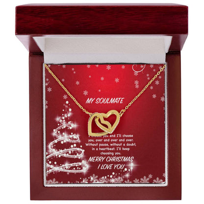My Soulmate - I Choose You And I'Ll Keep Choosing You Interlocking Hearts Necklace