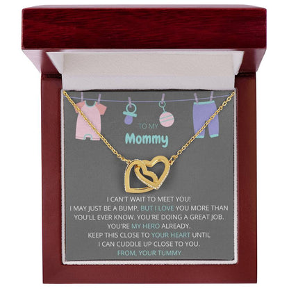 To My Mommy Necklace Gift For Expecting Moms Interlocking Hearts Necklace