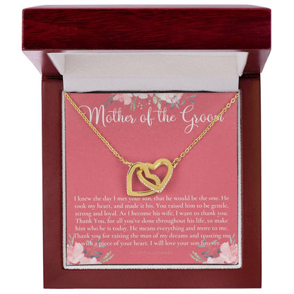 Mother Of The Groom Gift Necklace Wedding Gift Bridal Party Rehearsal Dinner Man Of My Dreams Parent Of Groom Mother In Law Gift Interlocking Hearts Necklace
