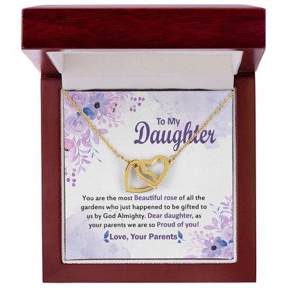 Gift For Daughter From Parents Message Card Necklace Interlocking Hearts Necklace