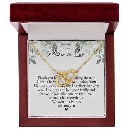 To My Mother In Law Thank You For Raising The Man I Love Heart Necklace Interlocking Hearts Necklace