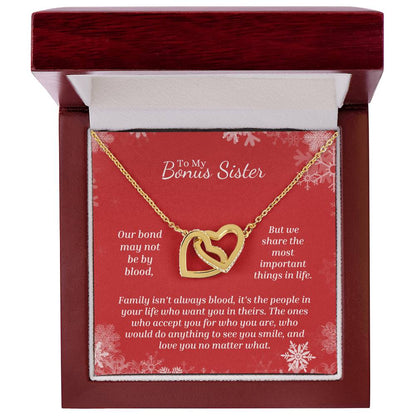 Love You No Matter What - Interlocking Hearts Necklace For Bonus Sister
