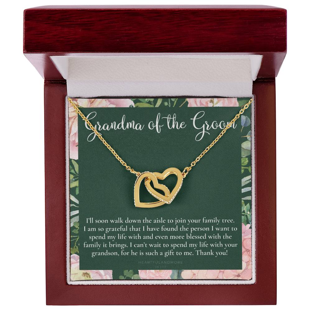 Grandmother Of The Groom Gift Necklace Grandma Wedding Gift Nana Bridal Shower Rehearsal Dinner Thank You Gift Interlocking Hearts Necklace