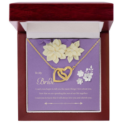 To My Bride - I Can'T Even Begin To Tell You Interlocking Hearts Necklace