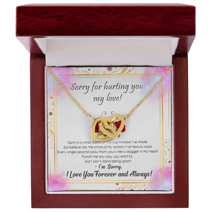 Sorry For Hurting You My Love Interlocking Hearts Necklace